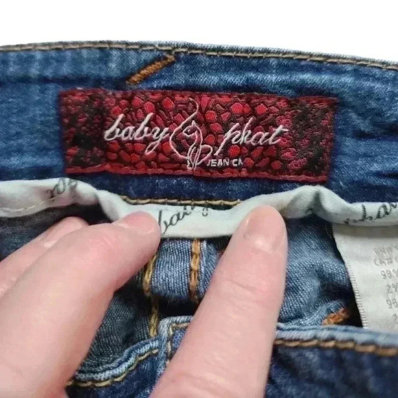 Baby Phat Jeans Women's 13 Vintage Y2K Straight Leg Dark Wash Mid-Rise Bedazzled - Picture 8 of 14